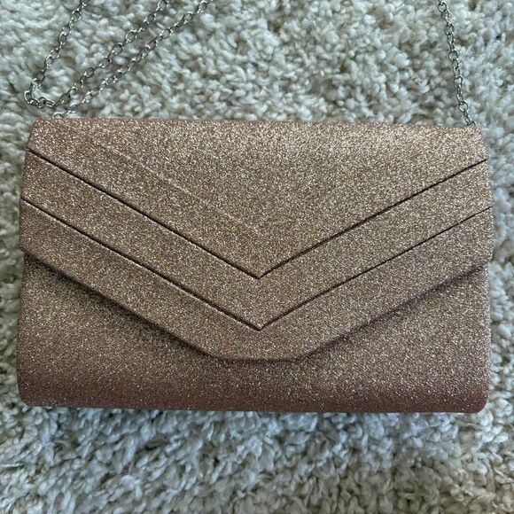 Milisente Envelope Clutch Crossbody Shoulder Evening Bag Rose Gold - Picture 1 of 14